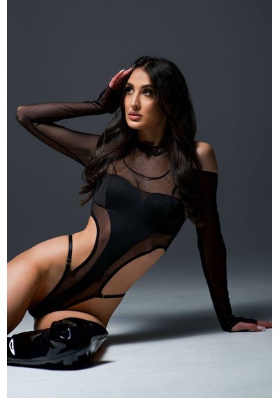 Bikini Mayokini Dünyası Nika Transparan Bodysuit - Siyah Siyah