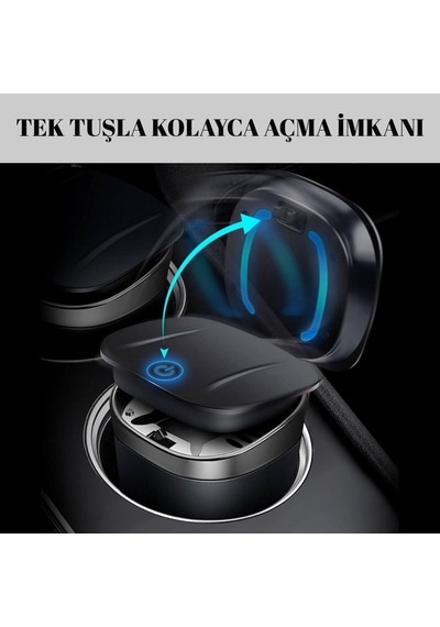 Araç İçi Küllük Işıklı Kapaklı Yanmaz Koku Geçirmez Multi Fonksiyon Üniversal Gümüş Renk Glz03504052