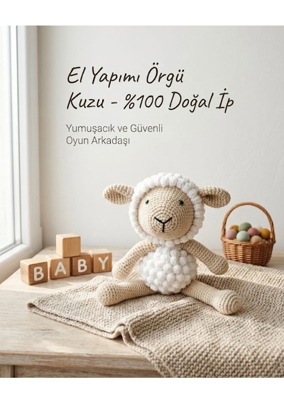 El Örgüsü Peluş Kuzucuk Beyaz
