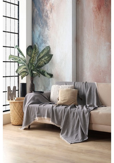 Miracolo Home Kaymaz Tasarımlı Pamuklu Yumuşak Koltuk Kanepe Çekyat 170x210cm Çok Amaçlı Siyah Örtü