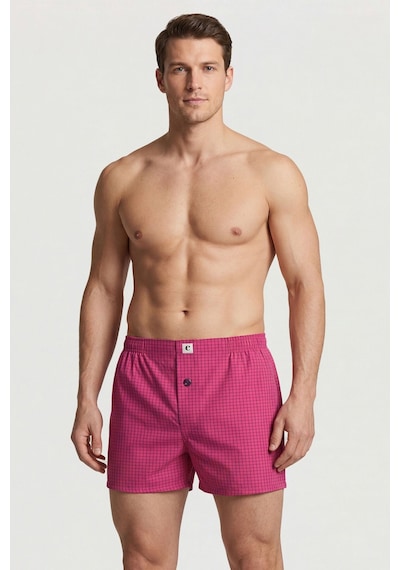 Cacharel Poplin Erkek Boxer 1113/kareli Fuşya