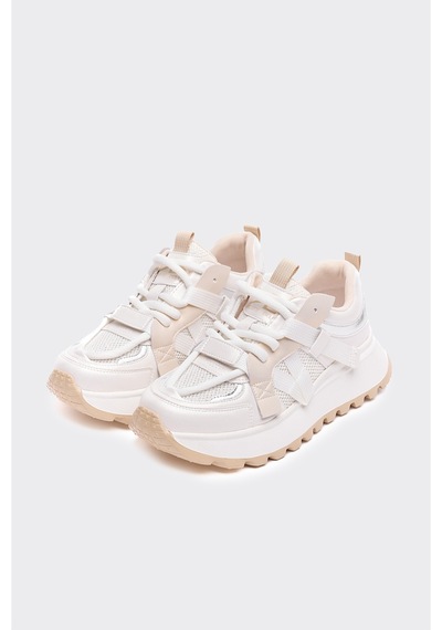 Derinet Bağcıklı Günlük Kadın Sneaker Taupe Taupe