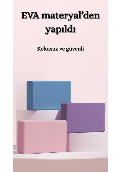 Evapera Çiftli Tatlısert Eva Yoga Blok Pilates Bloğu Eğimli Kenar Kaymaz Yüzey Denge Blokları Mor Mor