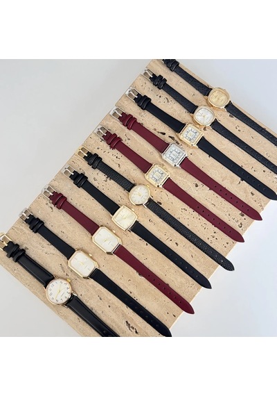 Savior Collection Zelinda Gold Sarı Saat Bordo Deri Kordon