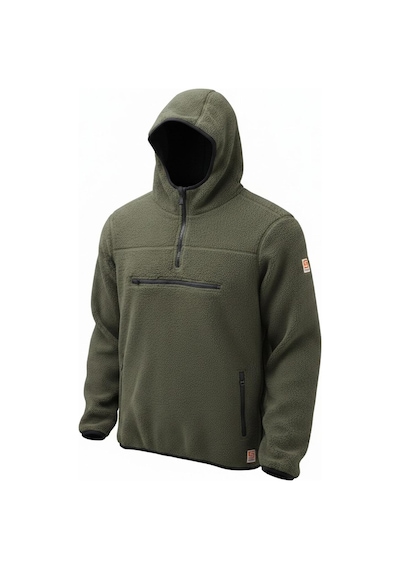 Superfly Kapüşonlu Yarım Fermuar Erkek Polar Sweatshirt Spf101222211632 Haki