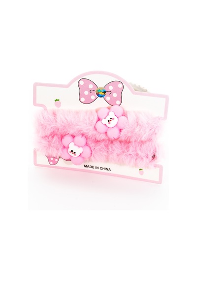 Biem Peluş İkili Çiçekli Simit Toka Açık Pembe Gold/gümüş