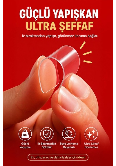 Çift Taraflı Bant 60 Parça Güçlü Yapışkanlı Kolay Açılır Montaj Bandı 18x50 Mm