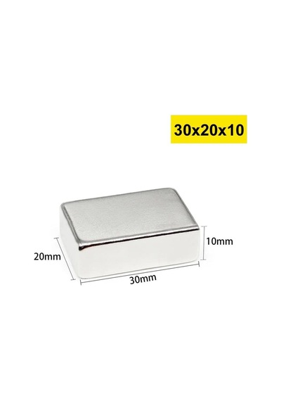 Dünya Magnet 2 Adet 30x20x10 Mm Köşeli Neodyum Mıknatıs, Süper Güçlü Magnet, N35 Kalite