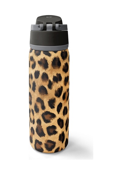 Coral High Kahverengi Leopar Desenli Pipetli Ve Direkt İçim Çelik Termos 800 Ml 38541 Bej - Kahverengi