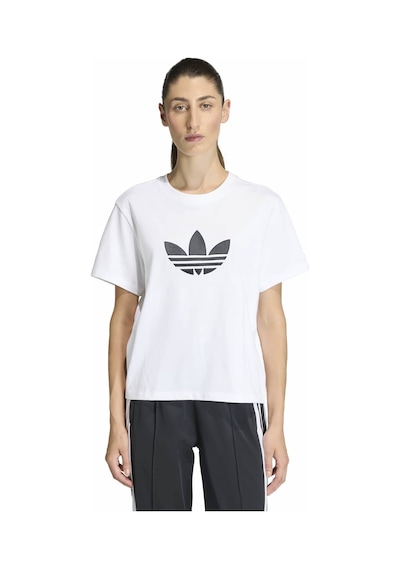 Whıte/black Adidas Kadın Günlük T-shirt Trefoil Boxy T Kd6225 Beyaz