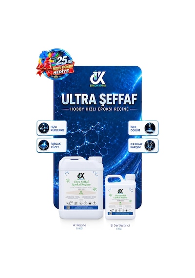 Erkon Kimya Ultra Şeffaf Hızlı Hobby Epoksi 15 Kg