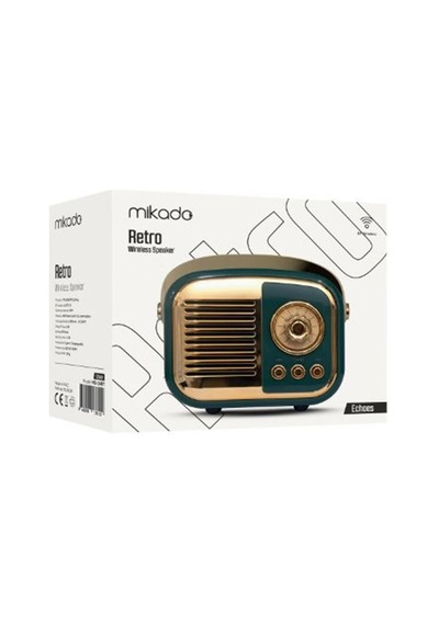 Mikado Md-24bt Echoes 3w 800mah Yeşil Usb+tf Kart+bluetooth Destekli Klasik Retro Müzik Kutusu