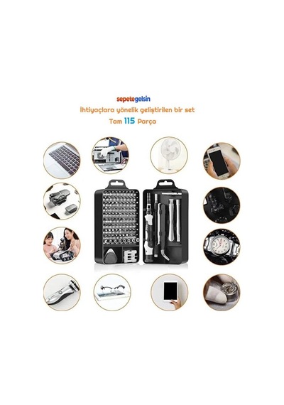 Sepetegelsin Manyetik Hassas Tornavida Seti 115 Parça Krom Vanadyum Çelik Telefon Laptop Tamir Seti