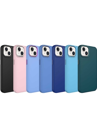 Apple Uyumlu iPhone 14 Plus Metal Çerçeve Ve Buton Tasarımlı Silikon Tchs Luna Kılıf-siyah Siyah