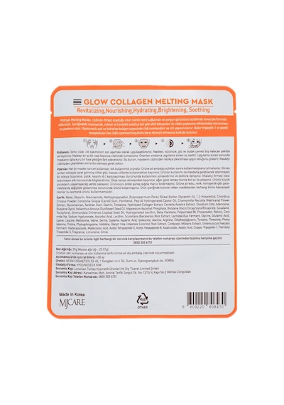 Mjcare Glow Collagen Melting Mask - Hydrojel Şeffaflaşan Eriyen Maske