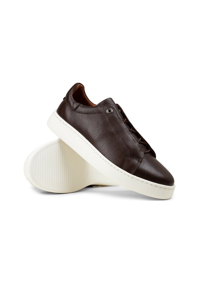 Deery Erkek Hakiki Deri Kahverengi Gizli Bağcıklı Sneaker - 04444mkhve01