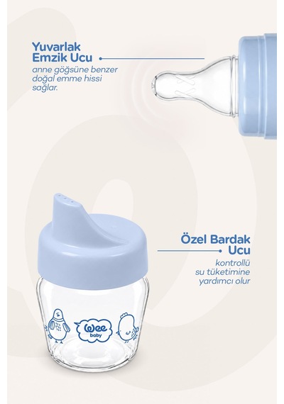 Mini Cam Alıştırma Bardağı Seti 30 ML Mavi