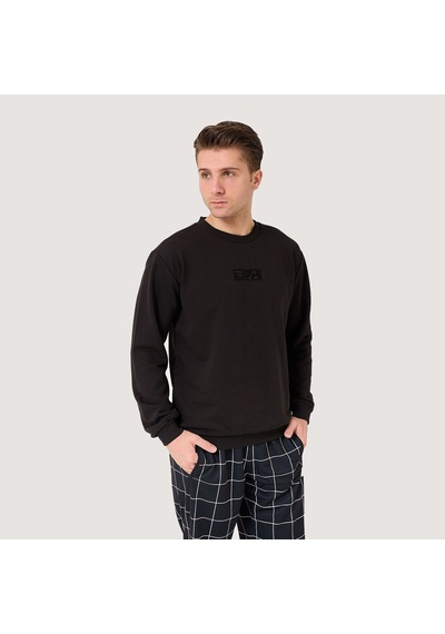Siyah Fila Erkek Bisiklet Yaka Sweatshirt Deva Fam0570 Siyah