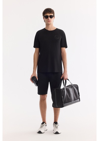 Avva Erkek Siyah Beli Lastikli Bağcıklı Bi-stretch Soft Touch Regular Fit Şort A61y3609
