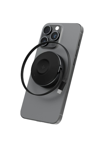 Energea Magduo Arc 2in1 80cm Dahili Kablolu 15w Telefon Saat Hızlı Şarj Standı - Koyu Gri