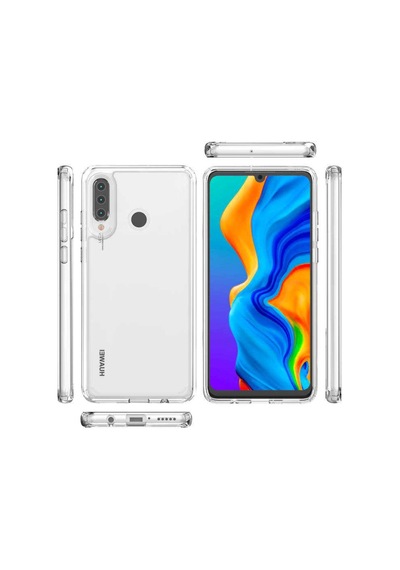 Huawei P30 Lite Kılıf Zore Coss Şeffaf Sert Silikon Kılıf Renksiz