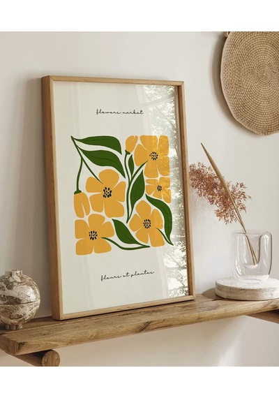 Çerçevesiz Poster Sarı Çiçek Deseni