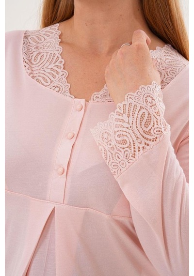 Mecit Pijama Mecit 5808 Kadın Hamile Lohusa Pijama Takımı Pudra