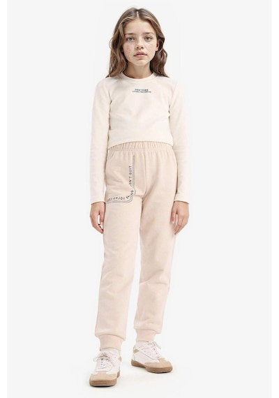 DeFacto Kız Çocuk Baskılı Beli Paçası Lastikli Jogger Eşofman Altı D7012A824WNBG186 Bej