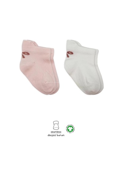 2'li Sneakers Smile Penye Çorap Bs20106 Pembe Ekru Renkli Çok Renkli