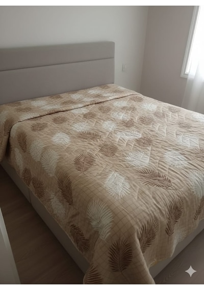 Pamuklu Yatak Örtüsü , Pike , Çok Amaçlı Örtü , Lüx , 1.kalite ,çift Kişilik Bej - Kahverengi