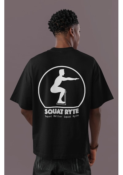 Squat Better Squat Ryte Sırt Baskılı Unisex Oversize Fitness Body Siyah