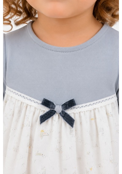 Babyhola Kız Çocuk %100 Pamuk Penye Elbise 15324 Gri