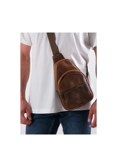 Erzeno Erkek Taba Hakiki Deri Bodybag Çapraz Göğüs Çantası Taba - 275961963 Taba