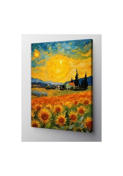 50x70 Cm Boyutunda Van Gogh Tarzı Ayçiçekleri Kanvas Tablo