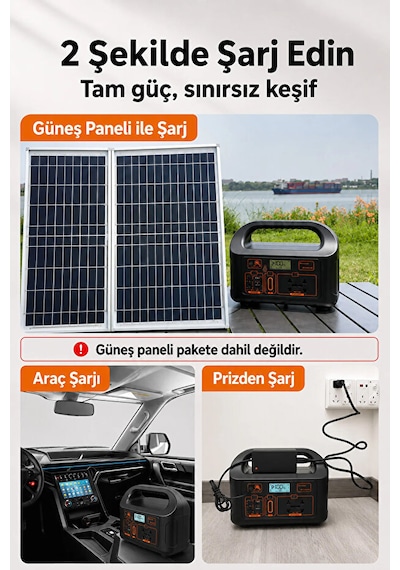 Taşınabilir Güç İstasyonu 150w 52.500 Mah Power Station Ac Priz, Usb Ve Dc Çıkışlı, Güneş Panelli Uyumlu