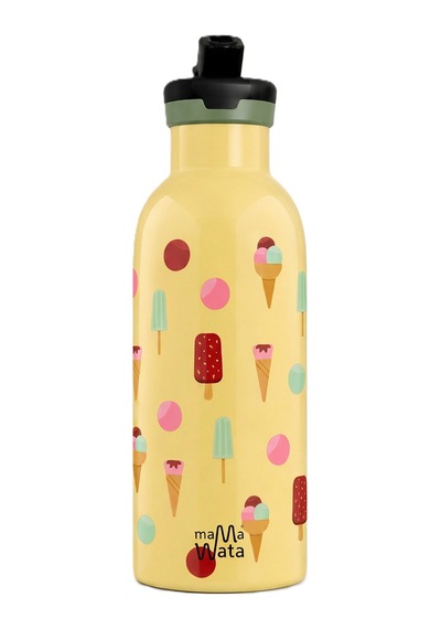 Mamawata Ice Cream Pipetli Çocuk Termos Matara 470 Ml Paslanmaz Çelik Sızdırmaz Yalıtımlı Suluk Sarı