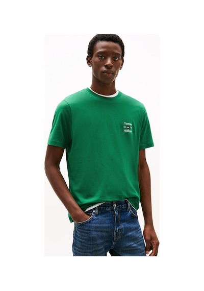 Tommy Hilfiger Hılfıger Stack Tee Erkek Yeşil T-shirt - Mw0mw38622