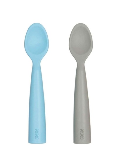 Oioi Nam Nam 2'li Silikon Mama Kaşığı Blue-powder Grey Sku: Zeus8690010035820 27cm