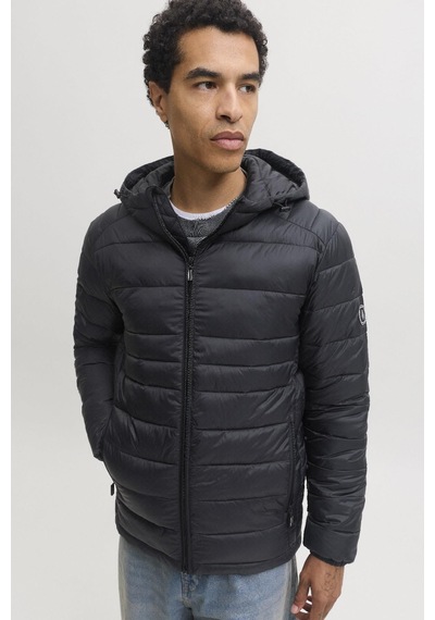 Jack & Jones Jjekıngsley Erkek Kapüşonlu Hafif Şişme Mont Puffer Günlük Rahat Siyah