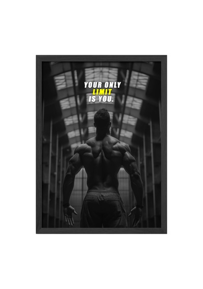 Spor Gym Motivasyon Siyah Ahşap Çerçeveli Poster, Dekoratif Araba Duvar Tablosu