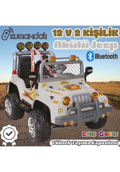Kumandalı Çift Kişilik Mega Akülü Araba Gri - 12 Volt İki Kişilik Akülü Araba Akülü Jeep - Mega Off