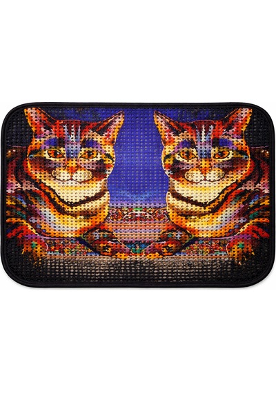 Petesia Ikiz Kaplan Elekli Desenli Kedi Tuvalet Önü Paspası 60x45 Cm