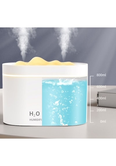 H2o Humidifier 800 Ml Ultrasonik Hava Nemlendirici Double Spray Buhar Makinesi Ve Aroma Difüzörü