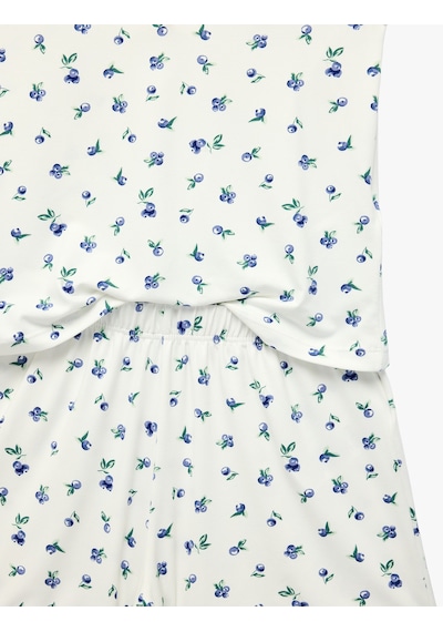 Koton Dantel Detaylı V Yaka Kolsuz Çiçekli Pijama Takımı Bej Desenli 6slk40164mk