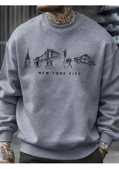 Startmore Tarzsokak New York City Özellik Desen Erkekler Kazak Sonbahar Bisiklet Yaka Kazak Hip Hop Çok Renkli Gi Gri