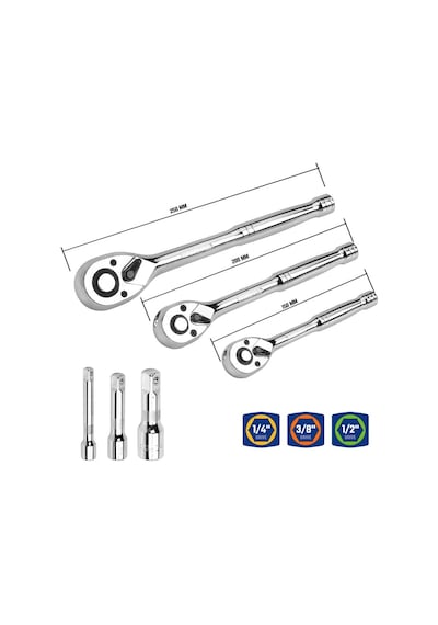 Workpro Wp202530 1/4' 3/8 1/2' Metrik/inç 164 Parça Cr-v Ağır Hizmet Lokma Ve Kombine Anahtar Ta