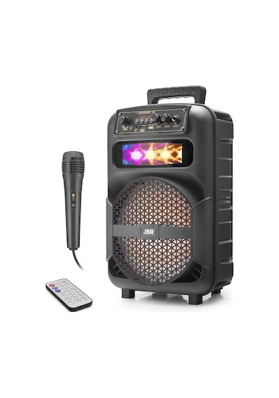 Karaoke Mikrofonlu Bluetooth Hoparlör Fm Radyo 10w 8 İnç Rgb Kumandalı Siyah Jbr007