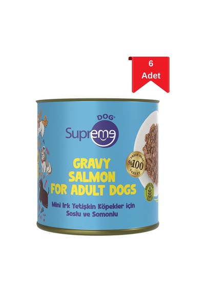 Supreme Dog Mini Irk Yetişkin Köpekler İçin Soslu Ve Somonlu Konserve Mama 200 Gr X 6 Adet