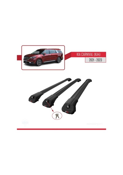 Kia Carnival Ka4 2021-2023 Arası İle Uyumlu Ace-1 Ara Atkı Tavan Barı Siyah 3 Adet Bar