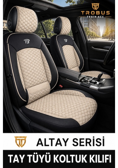 Peugeot 305 1977 1989 Uyumlu Altay Bel Destekli Tay Tüyü Oto Koltuk Kılıfı Bej Siyah
